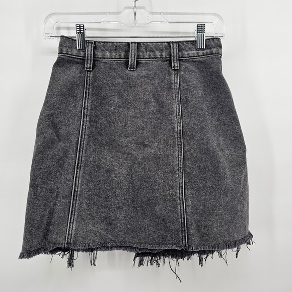 Free People We The Free The Parker Denim Mini Skirt Sulphur Black 24 OB1136315 - Picture 2 of 9